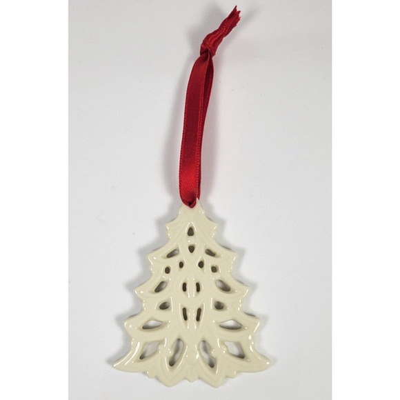 Lenox Pierced Christmas Tree Ornament White Porcelain Mini Ornament Holiday - Picture 1 of 3